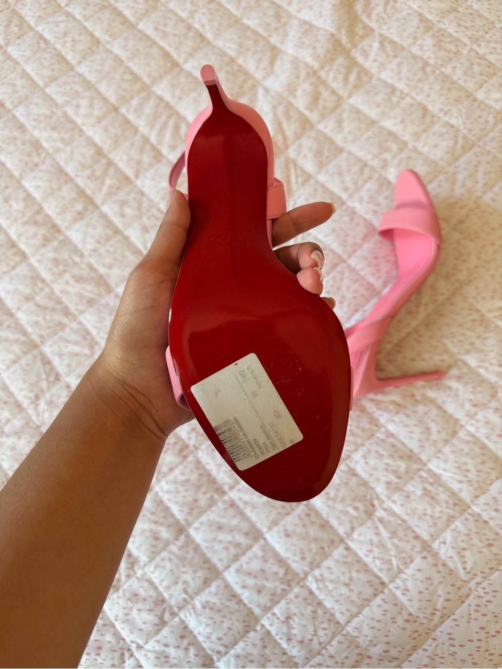 Christian Louboutin Pink Open-Toe Slingback Heels - Picture 3 of 3